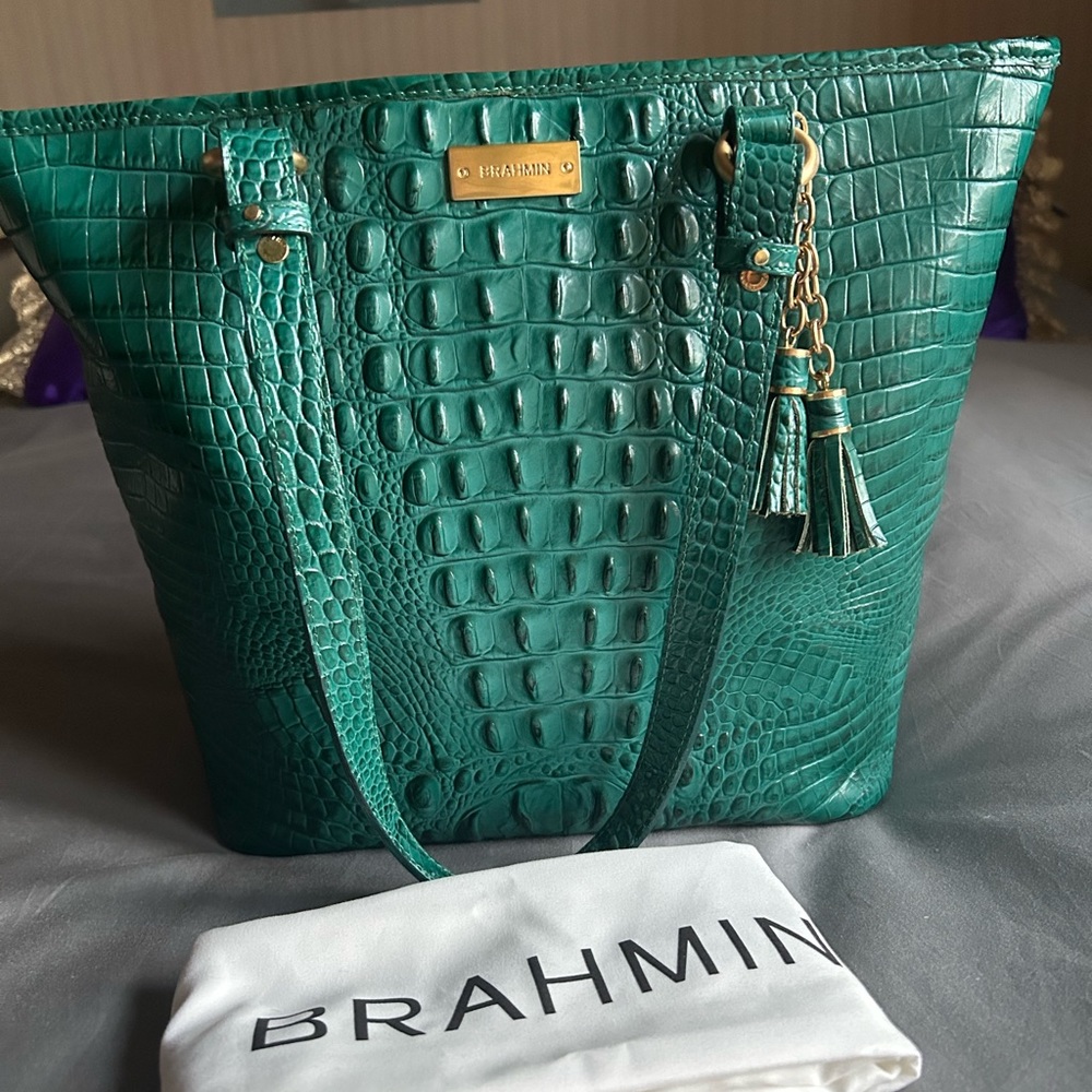 Brahmin Asher Bayleaf Green Leather Tote